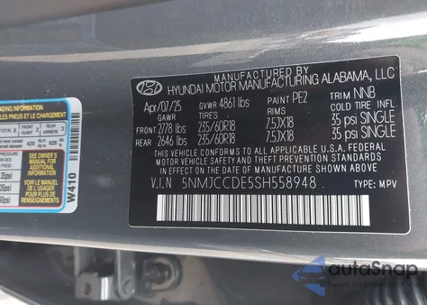 2025 Hyundai Tucson Sel Convenience z USA, uszkodzony, nr VIN 5NMJCCDE5SH558948